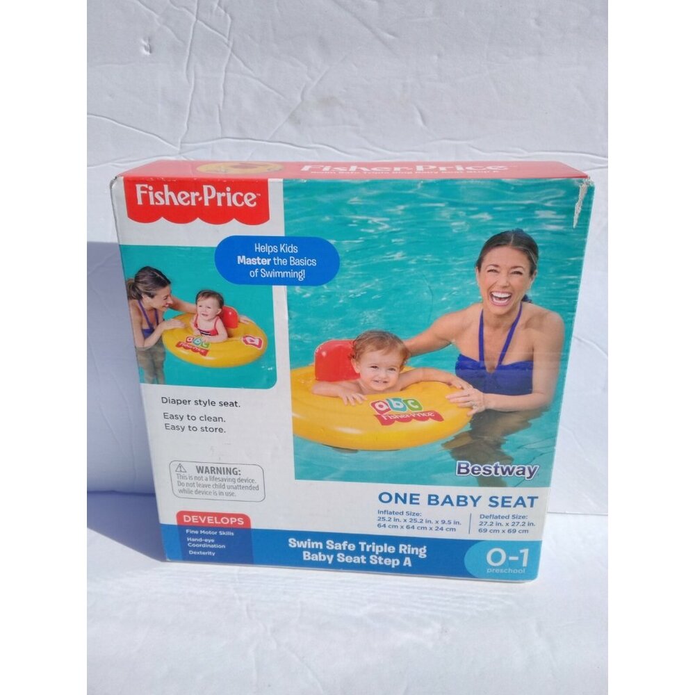 Fisher Price Swim Safe Triple Ring Baby Seat Step A 0-1 Preschool Inflatable New